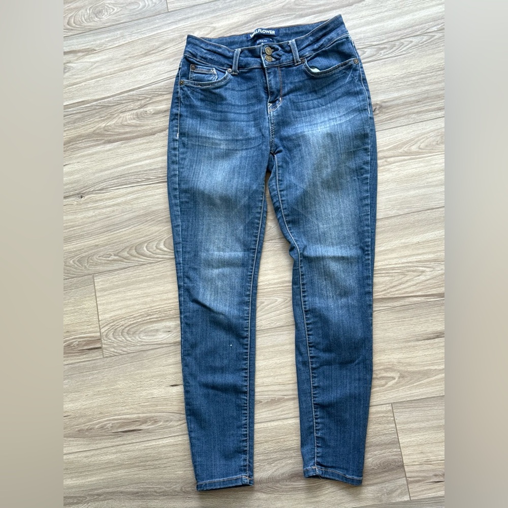 Wallflower Women's Ultra Fit Skinny Jeans in Dark Blue